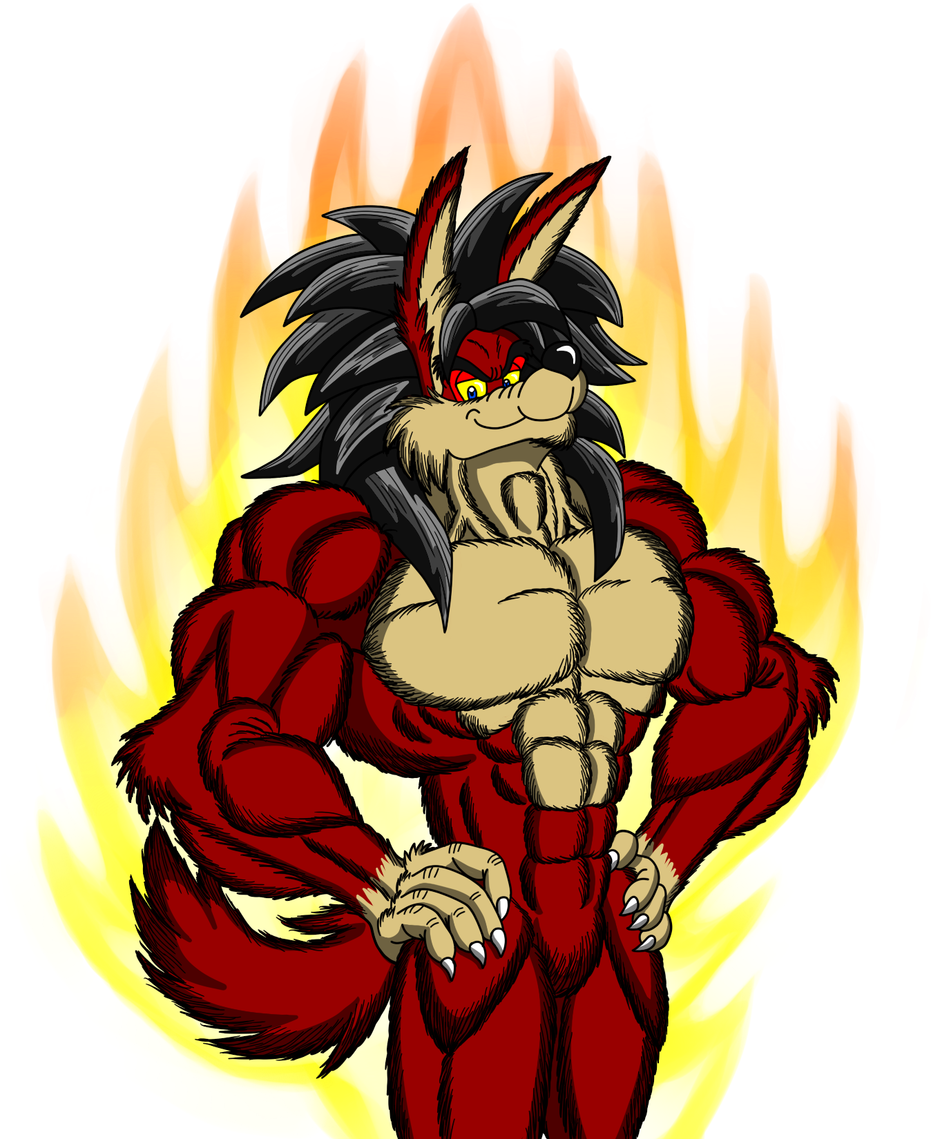 Flaming_ Anthro_ Coyote_ Character PNG