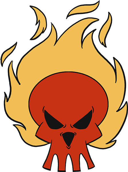 Flaming_ Skull_ Cartoon_ Vector PNG