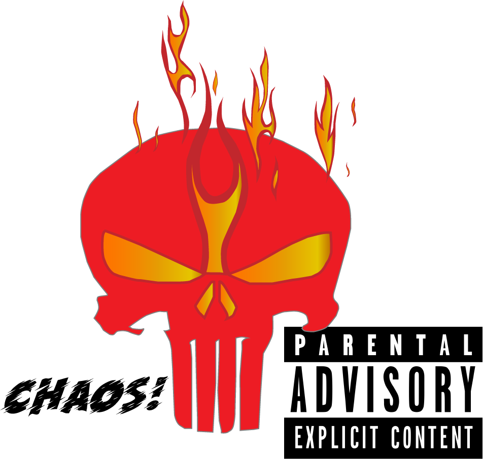 Flaming_ Skull_ Chaos_ Explicit_ Content_ Warning PNG