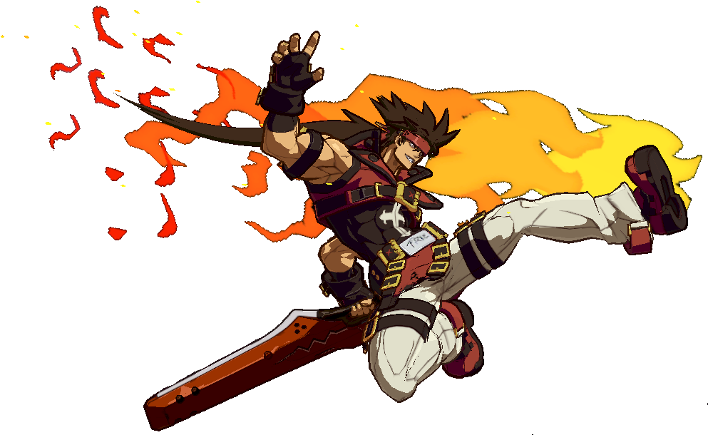 Flaming_ Sword_ Anime_ Character_ Action_ Pose PNG