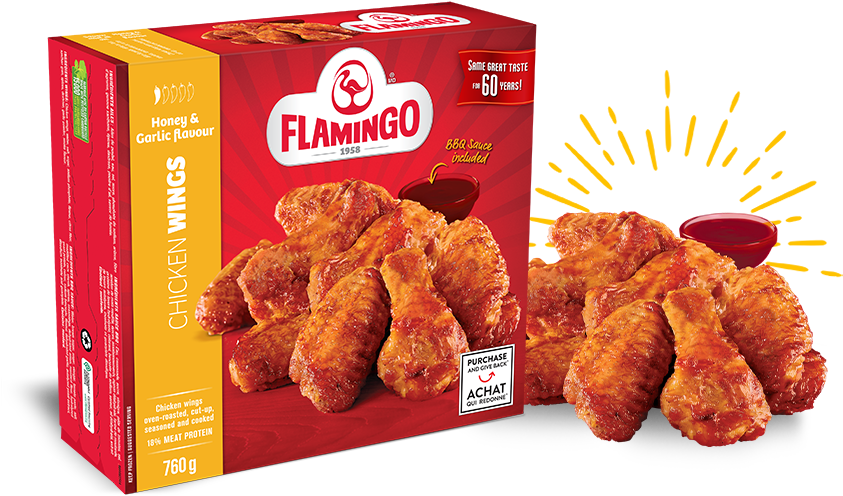 Flamingo Honey Garlic Chicken Wings Packaging PNG
