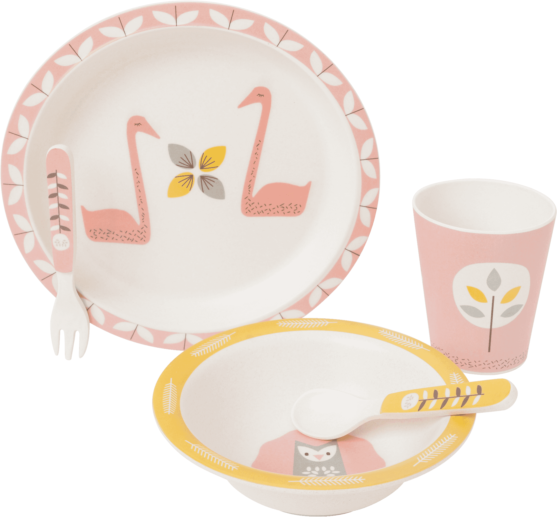Flamingo Kids Dinnerware Set PNG