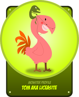 Flamingo Monster Profile Cartoon PNG