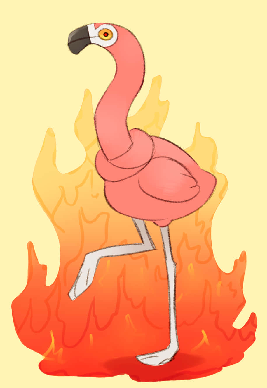 Flamingo On Fire Cartoon Wallpaper