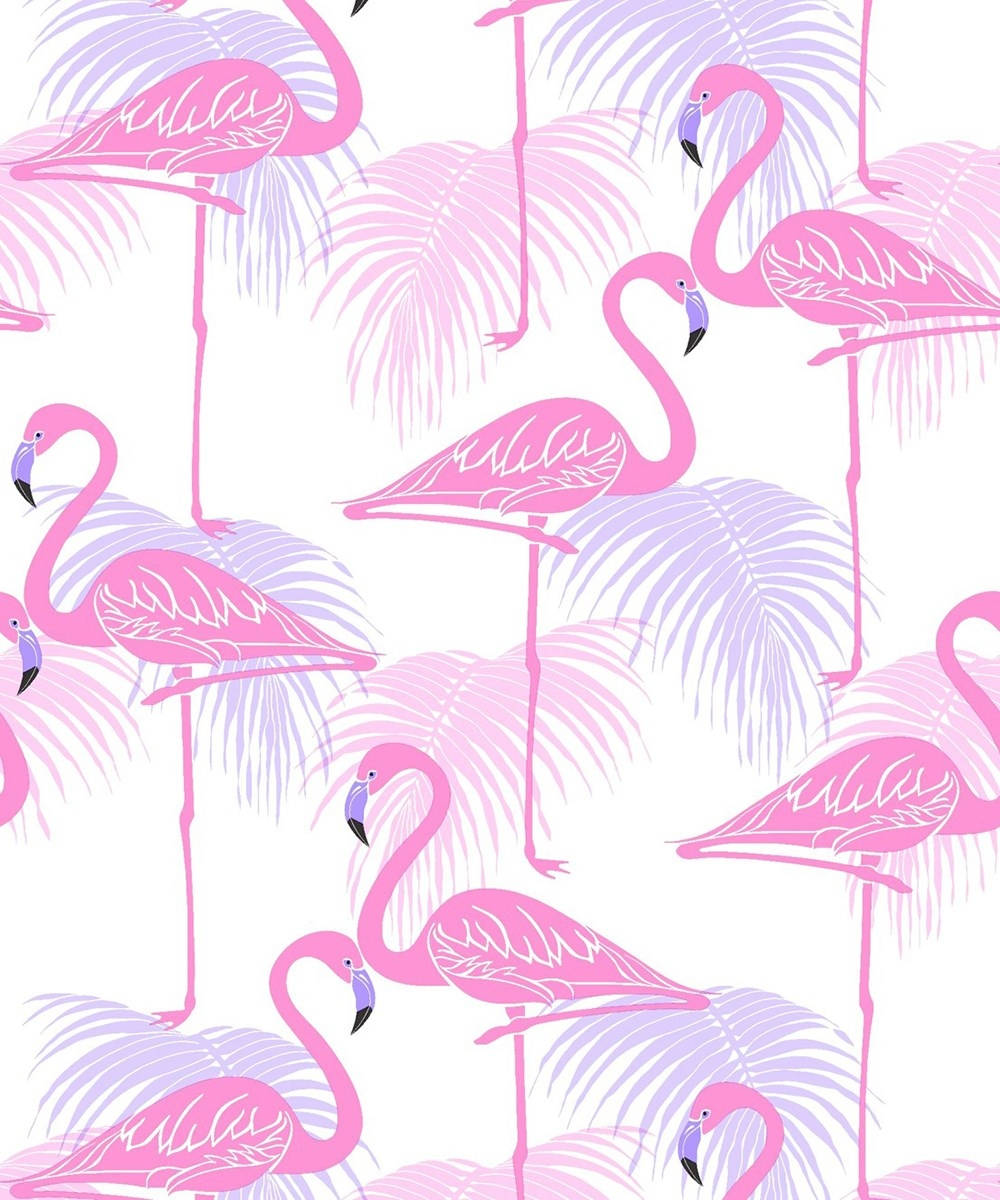 Flamingo Pattern in Pink and Lilac Wallpaper