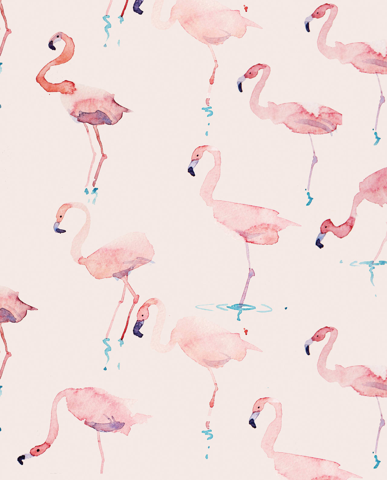 Flamingo Pattern In Watercolor Illustration Wallpaper