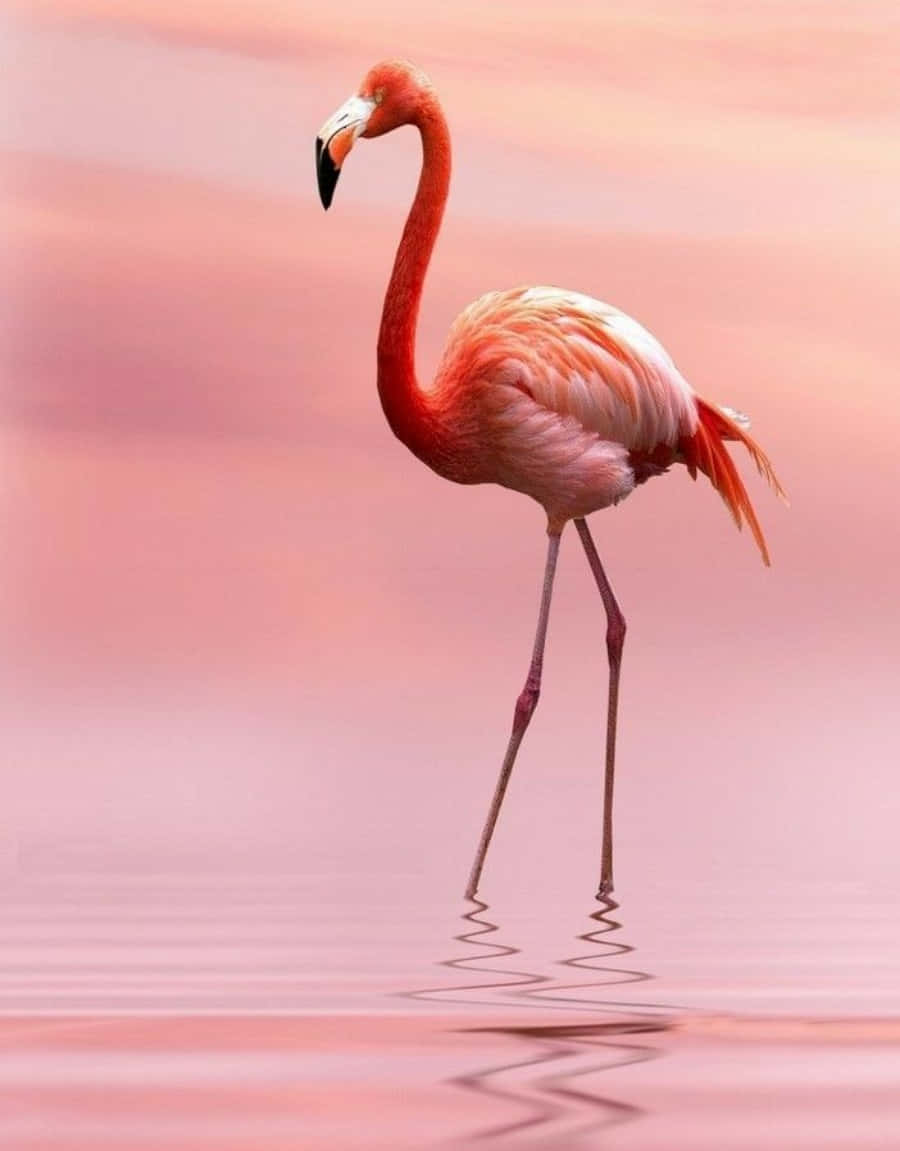 "Flamingo shows off its stunning feathers in a tropical setting"