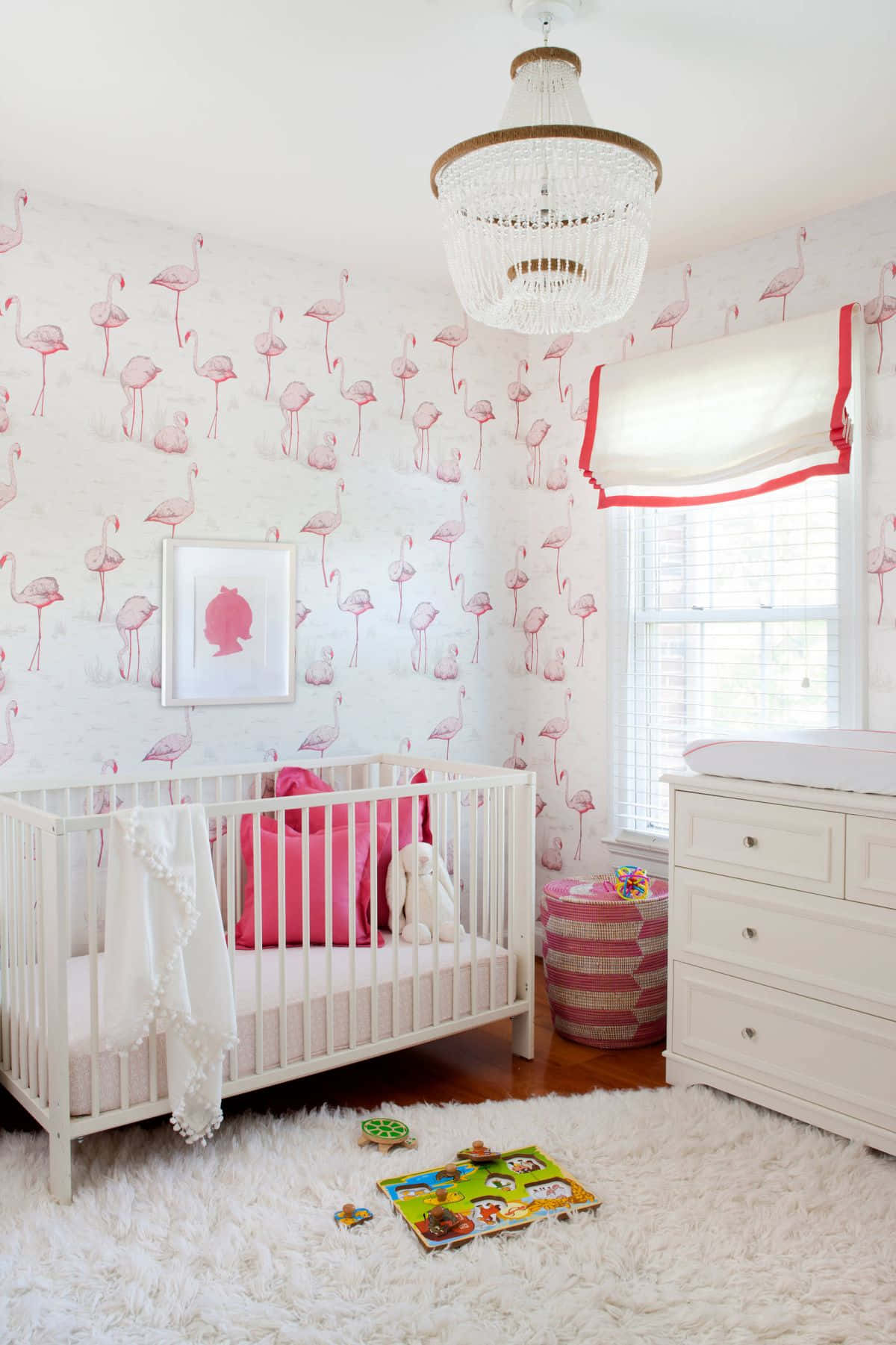 Flamingo Themed Nursery Room Wallpaper