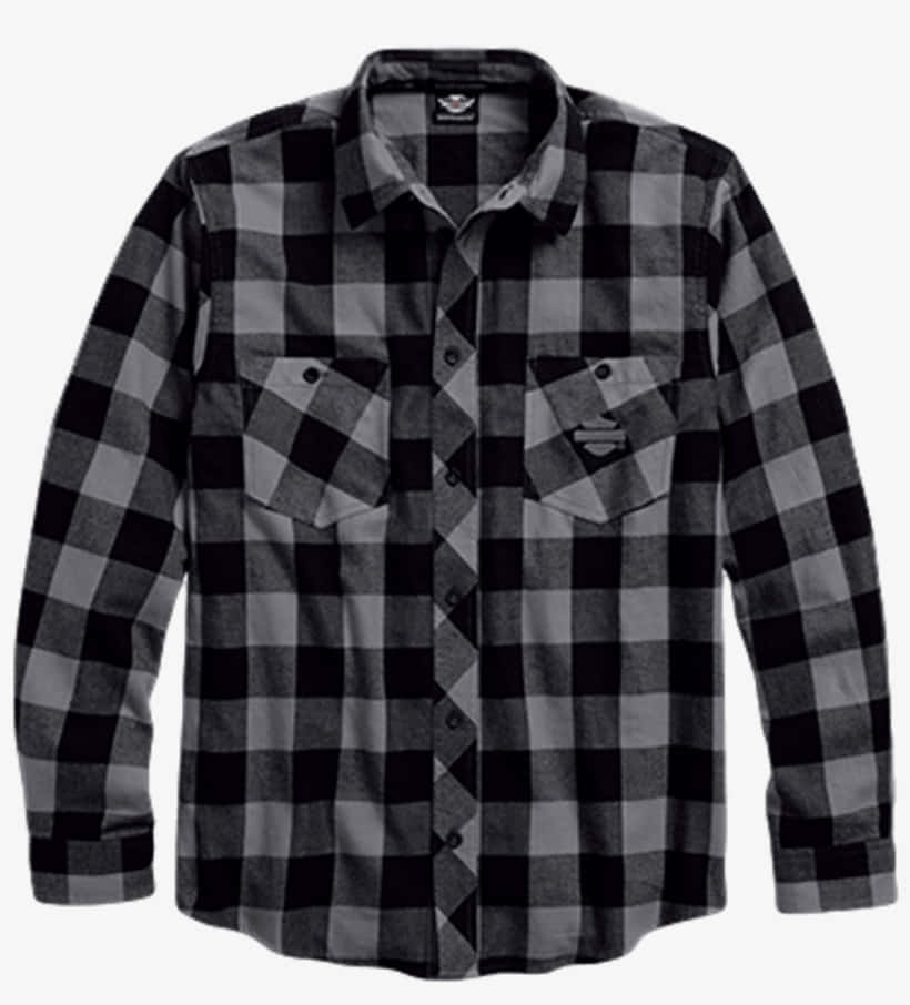 a black and grey plaid shirt