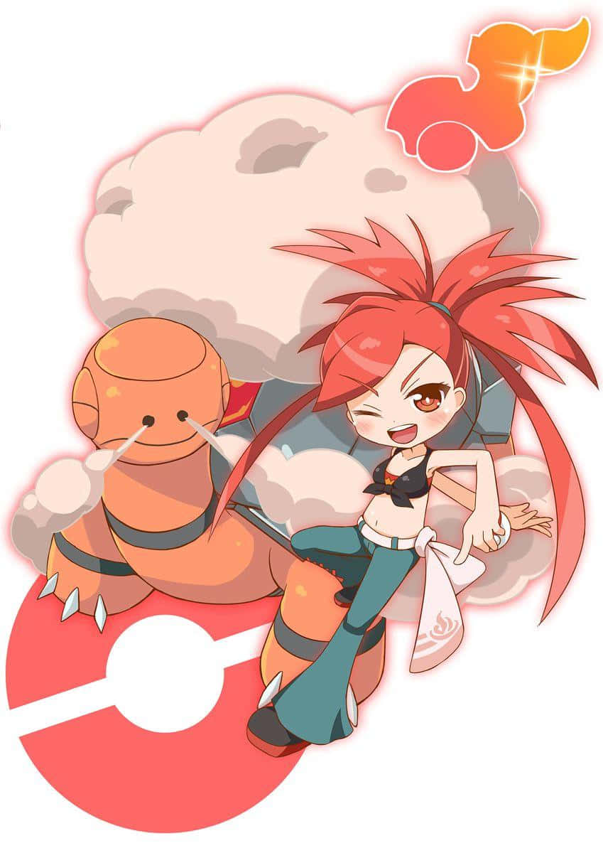 Flannery And Torkoal With Smoke Wallpaper