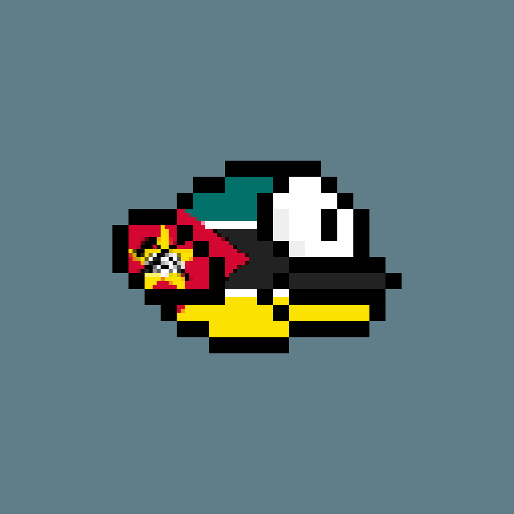 A Pixelated Image Of A Bird With A Red Head