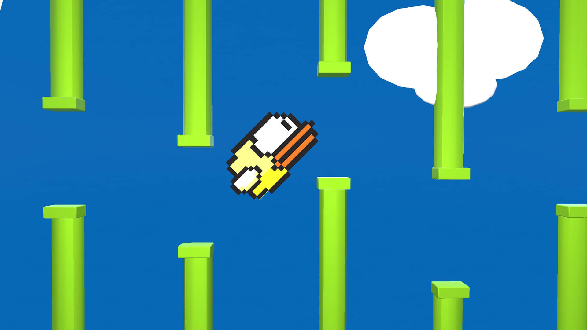 A Game With A Bird Flying Over A Blue Sky