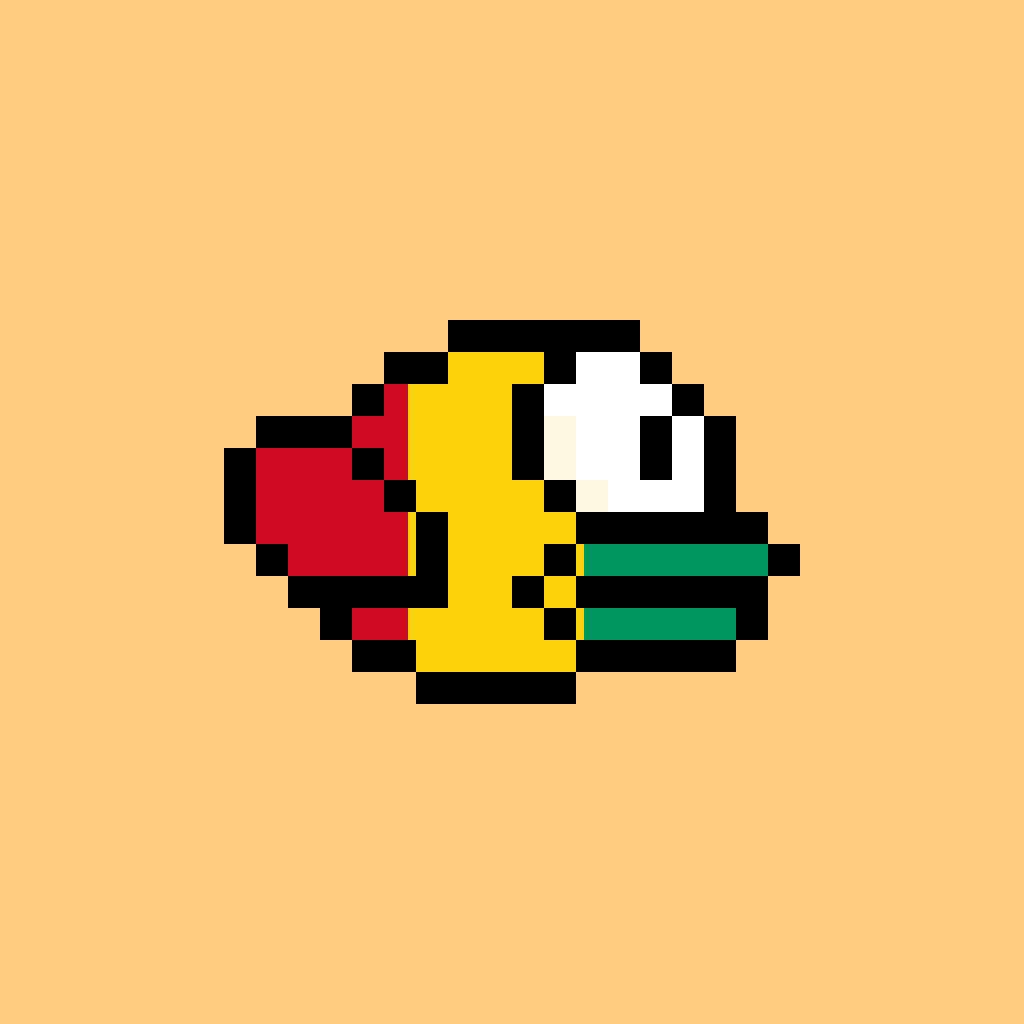 A Pixelated Bird On An Orange Background
