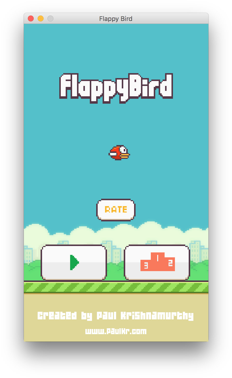 Flappy Bird Game Menu Screen PNG