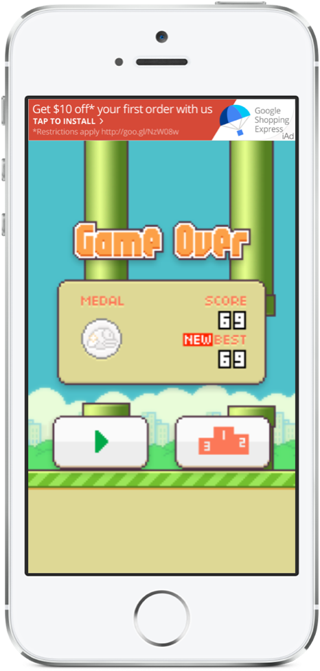 Flappy Bird Game Over Screen PNG