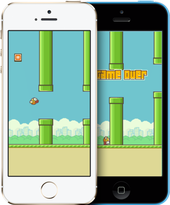 Flappy Bird Gameplayand Game Over Screenshots PNG