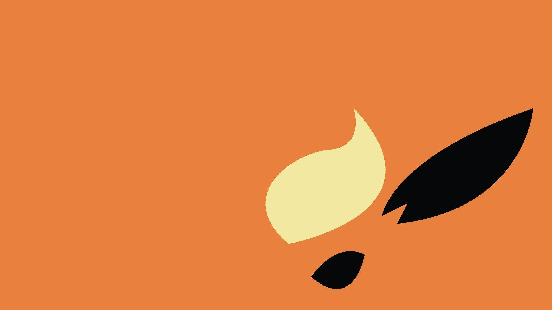 Flareon Partial Face On Orange Background Wallpaper