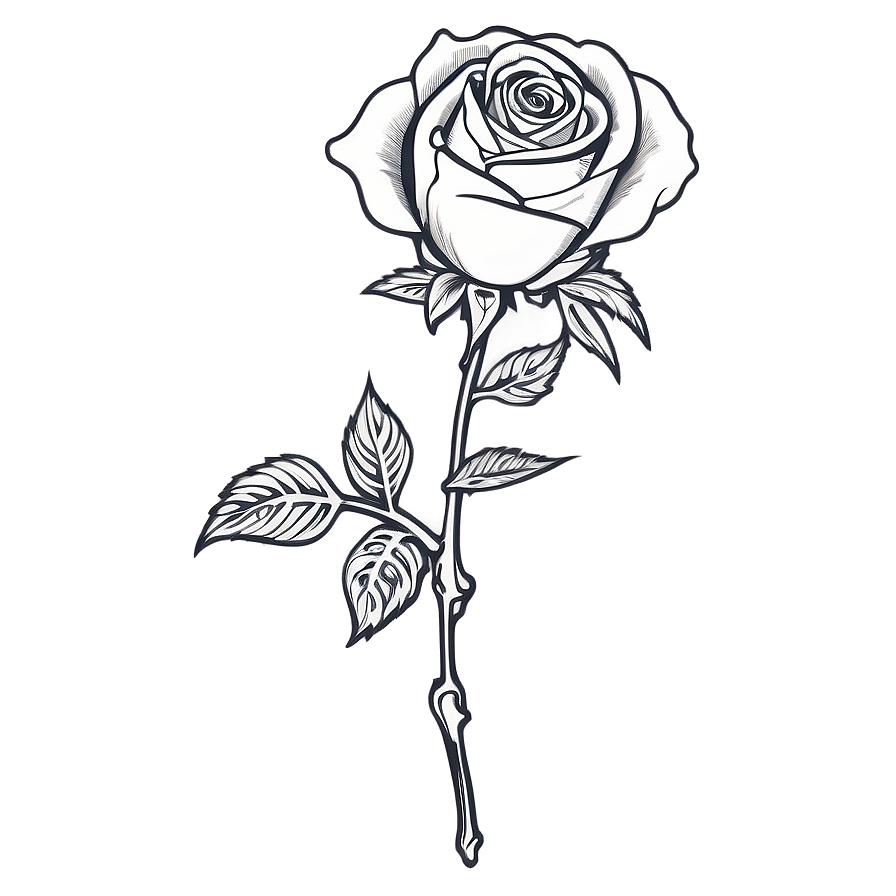 Download Flash Style Rose Tattoo Outline Png 05252024 | Wallpapers.com