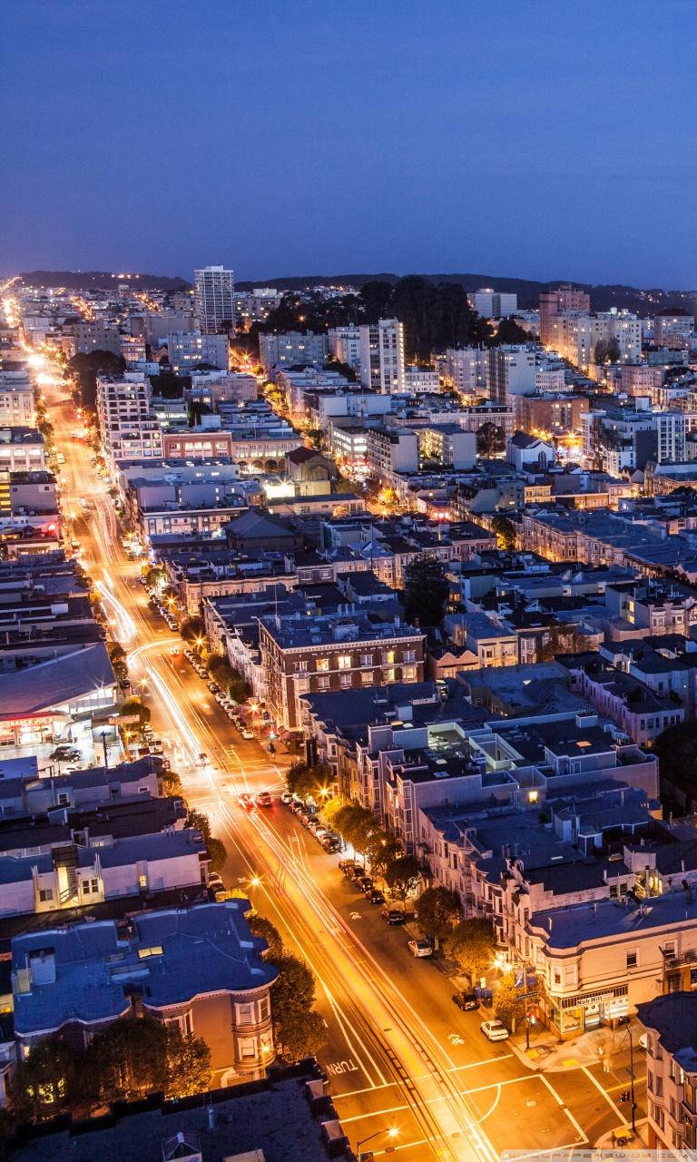 Flashing City Streets Of San Francisco Iphone Wallpaper