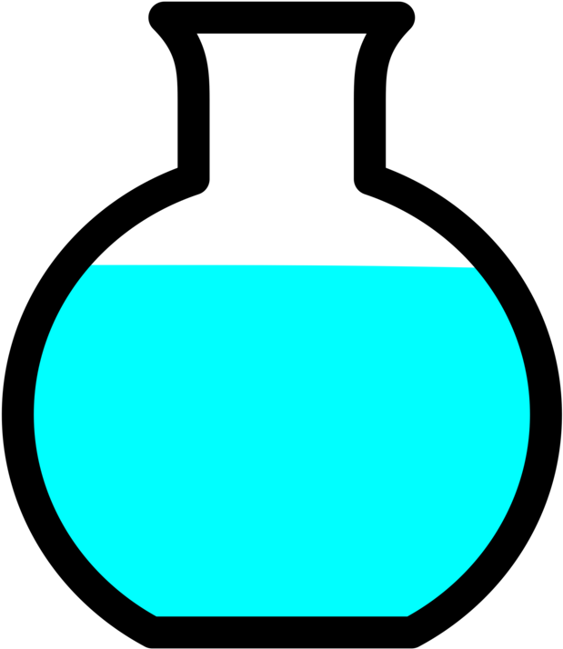 Flat Bottom Flaskwith Blue Liquid PNG