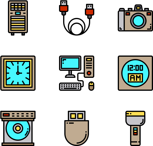 Flat Design Electronics Icons PNG