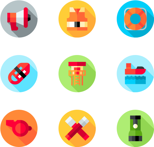 Flat Design Summer Icons PNG