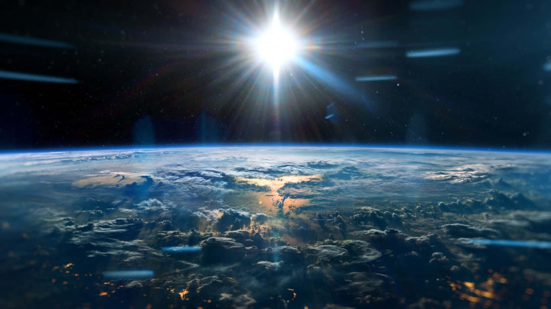 The Sun Shines Over The Earth From Space