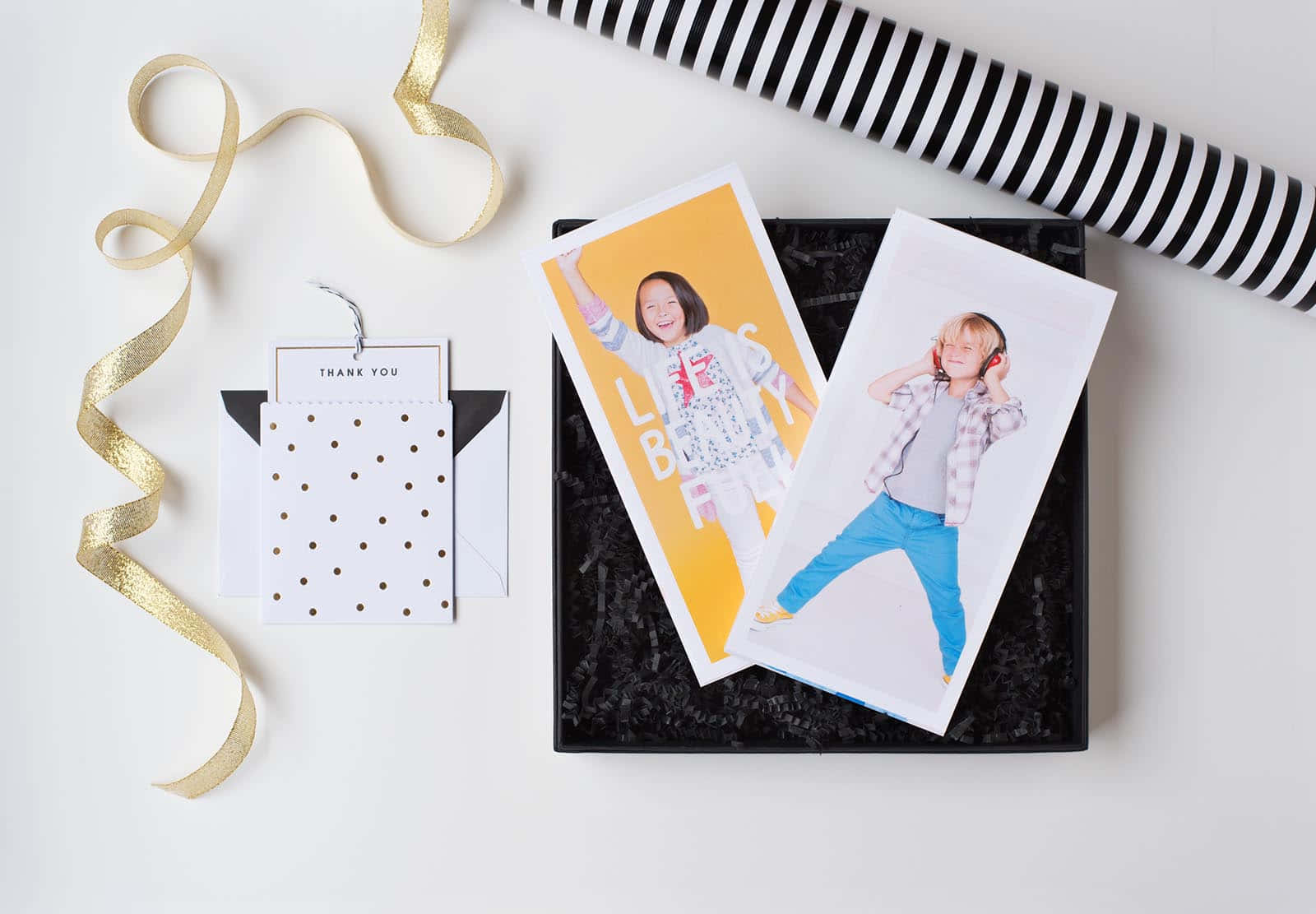 A Gift Box With A Photo And Gift Card