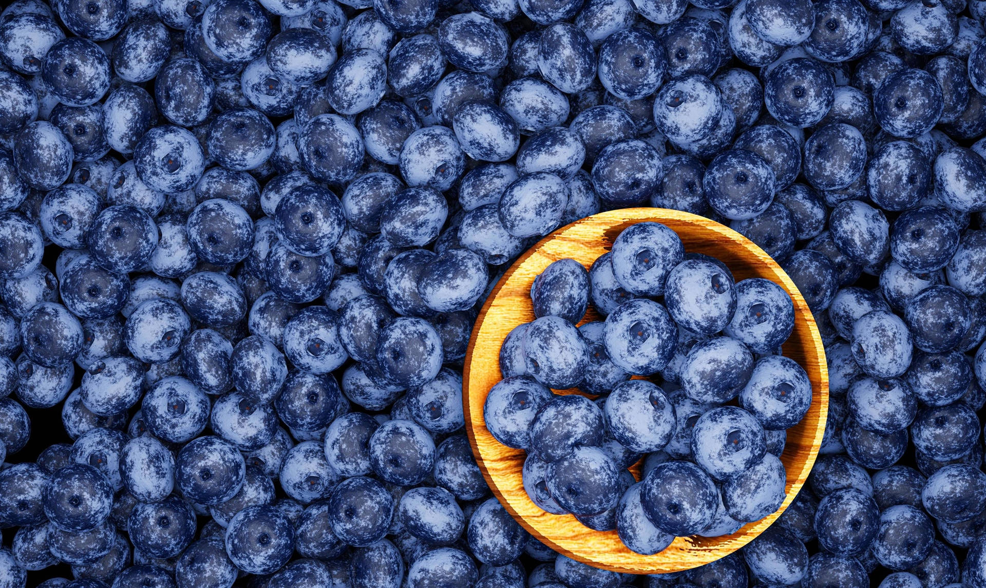 Flat Lay Of Blueberries Bed Wallpaper