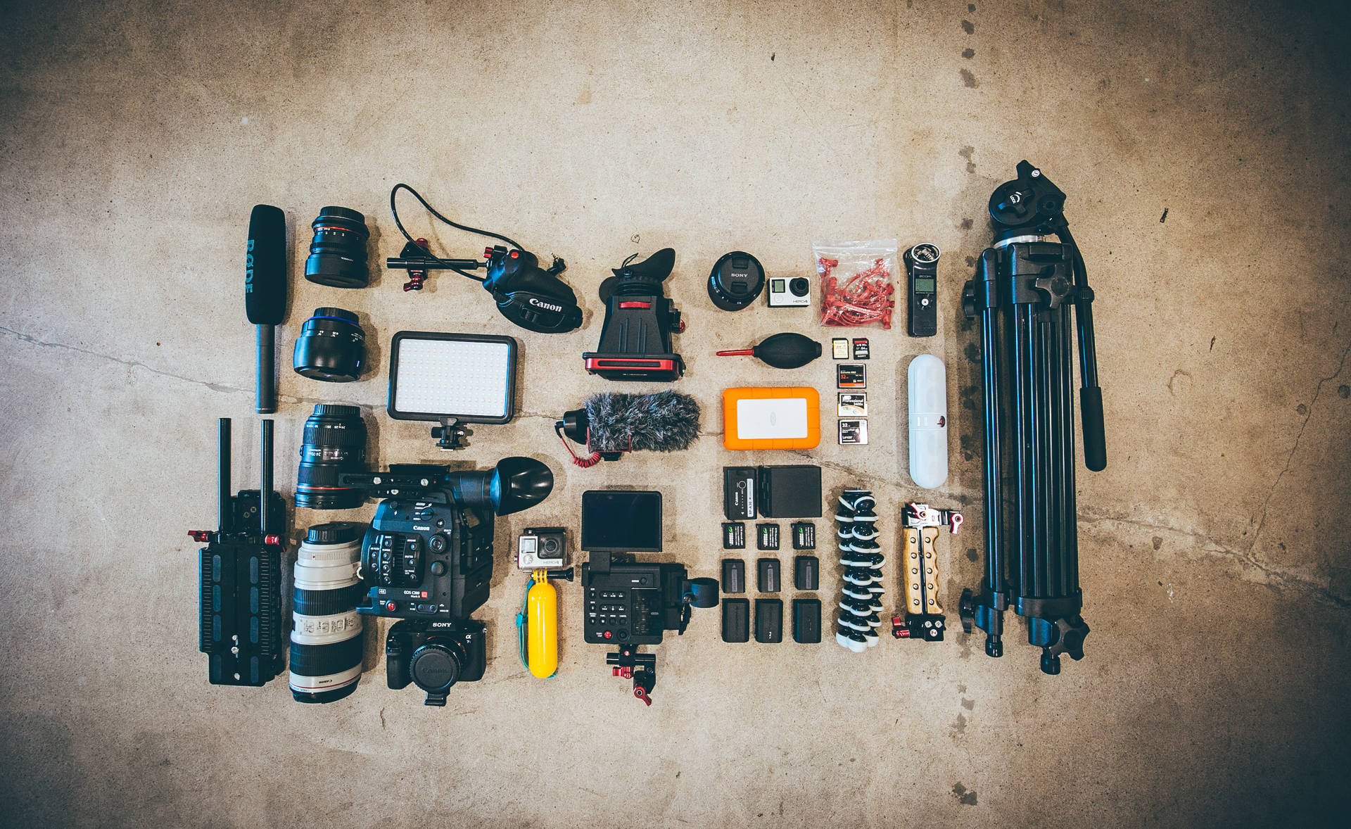 Flat Lay Of Photography Gears Wallpaper