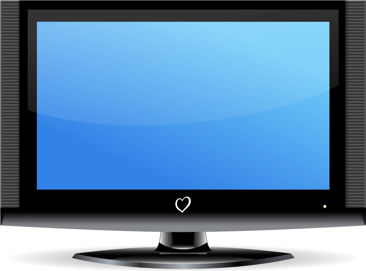 Flat Screen T V Icon With Blue Screen PNG