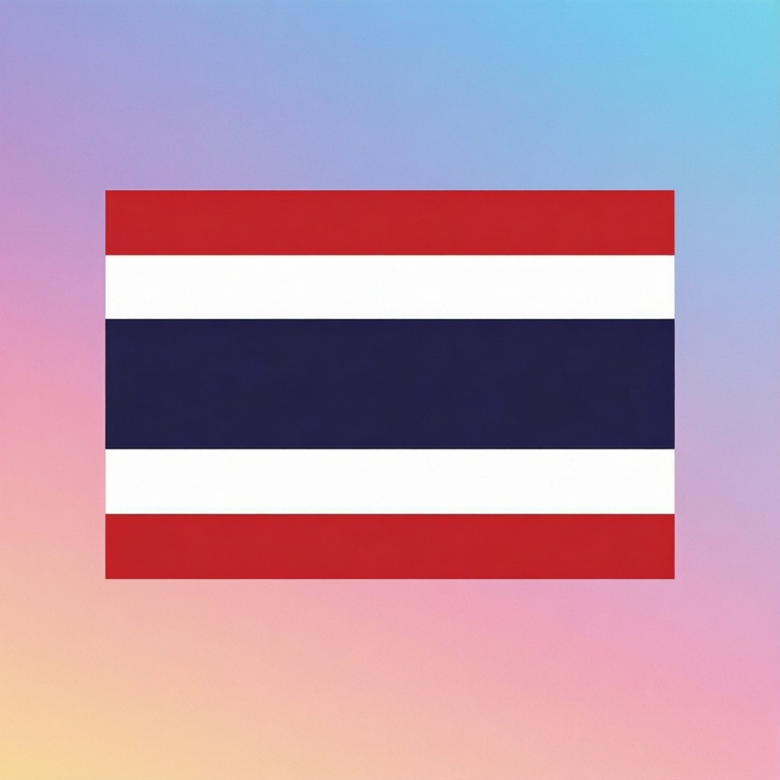 Clean vector-style Thailand flag with gradient backdrop, minimal and modern.