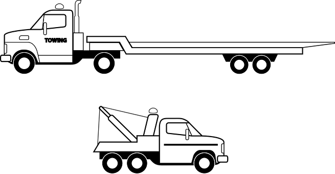 Flatbedand Wrecker Tow Trucks Vector PNG