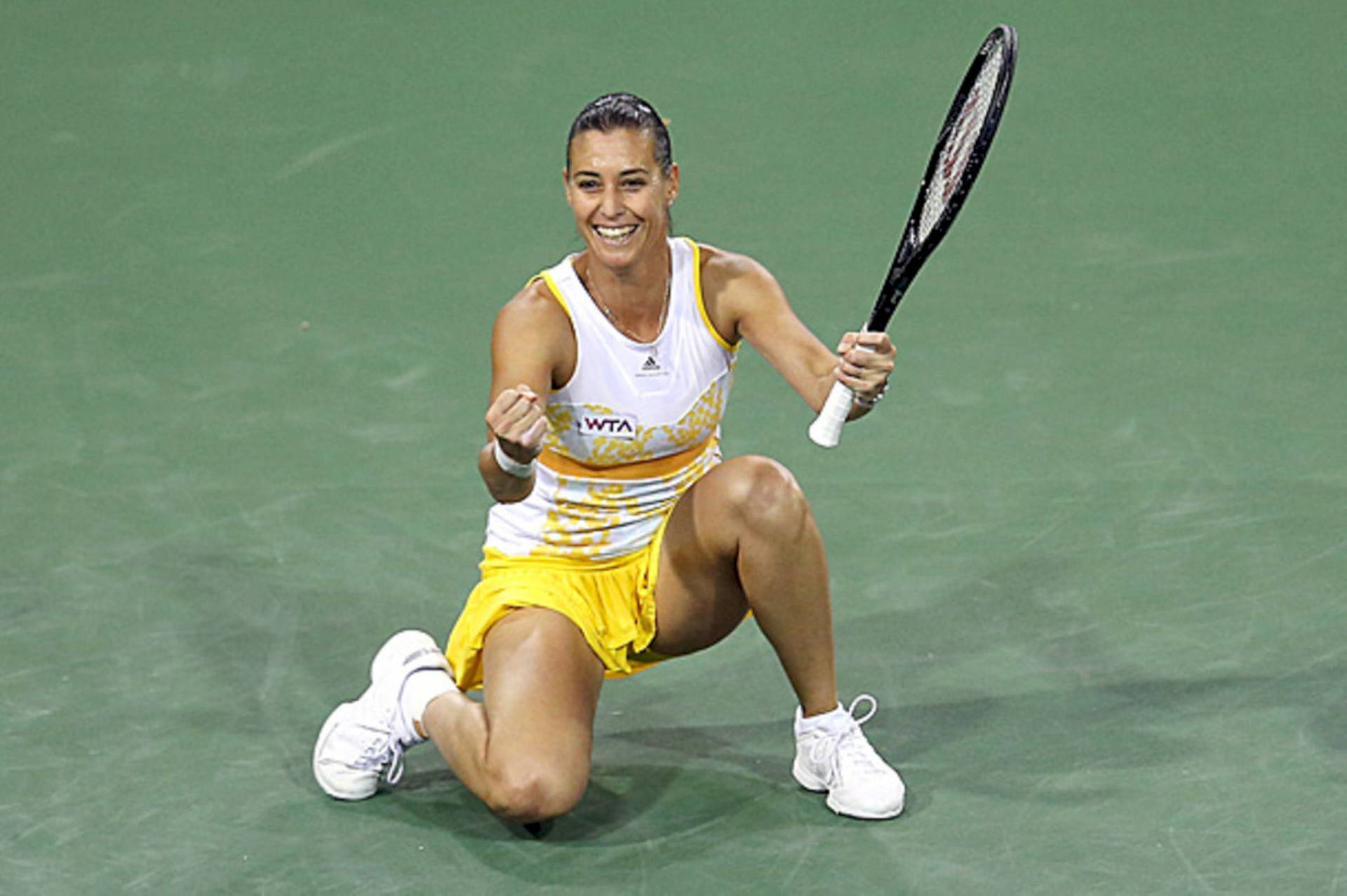 Flavia Pennetta in action on the tennis court Wallpaper