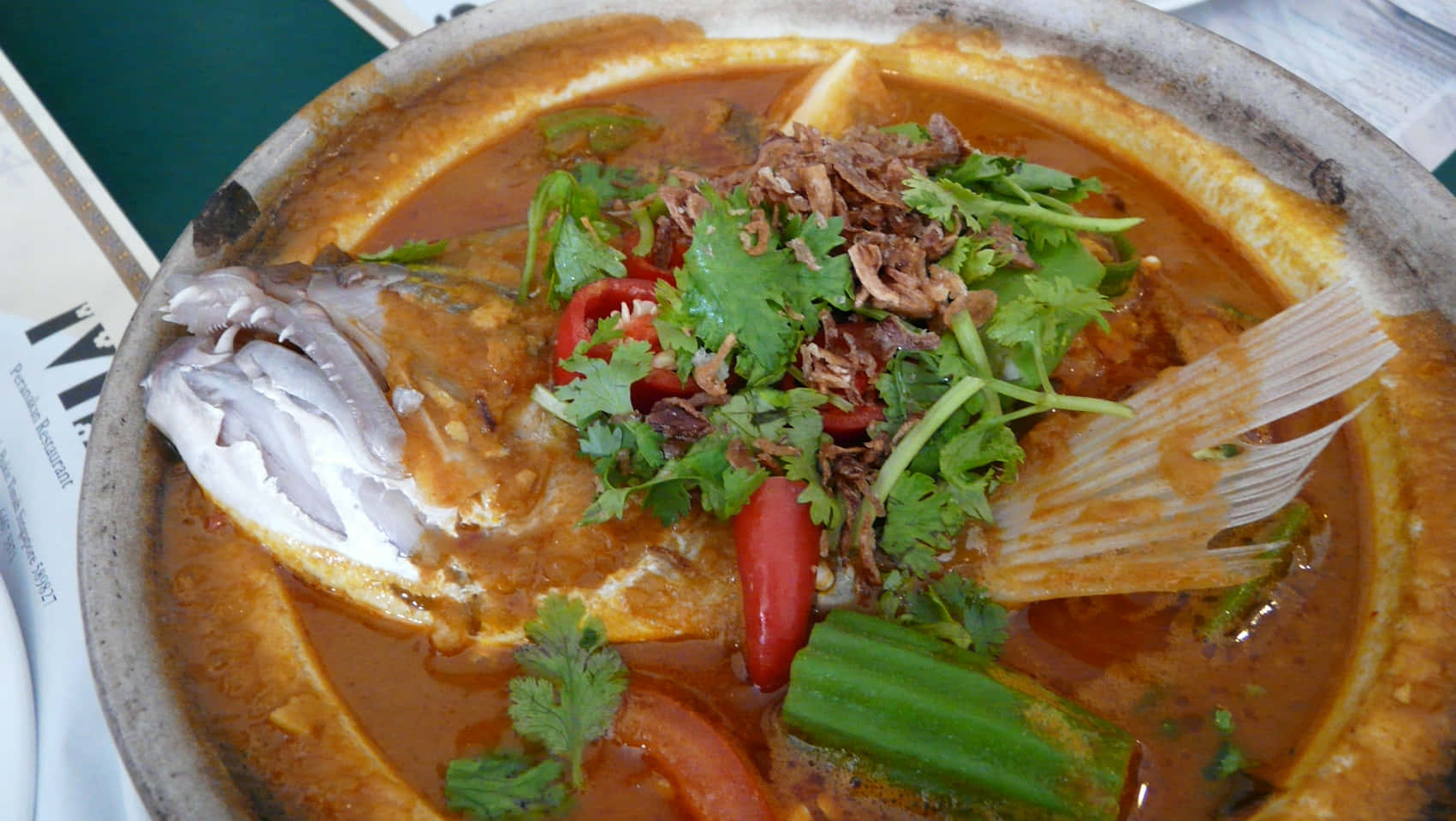 Flavorful Fish Head Curry Close Up Shot Wallpaper