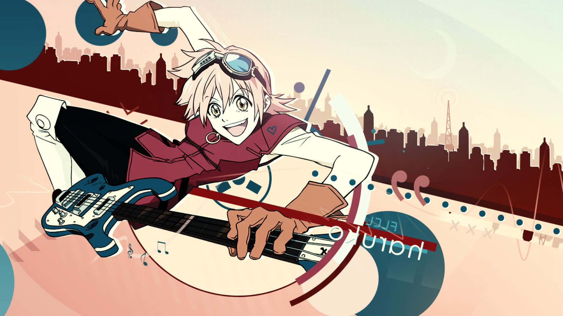 "Haruko Haruhara from FLCL entering the Medical Mechanica building"