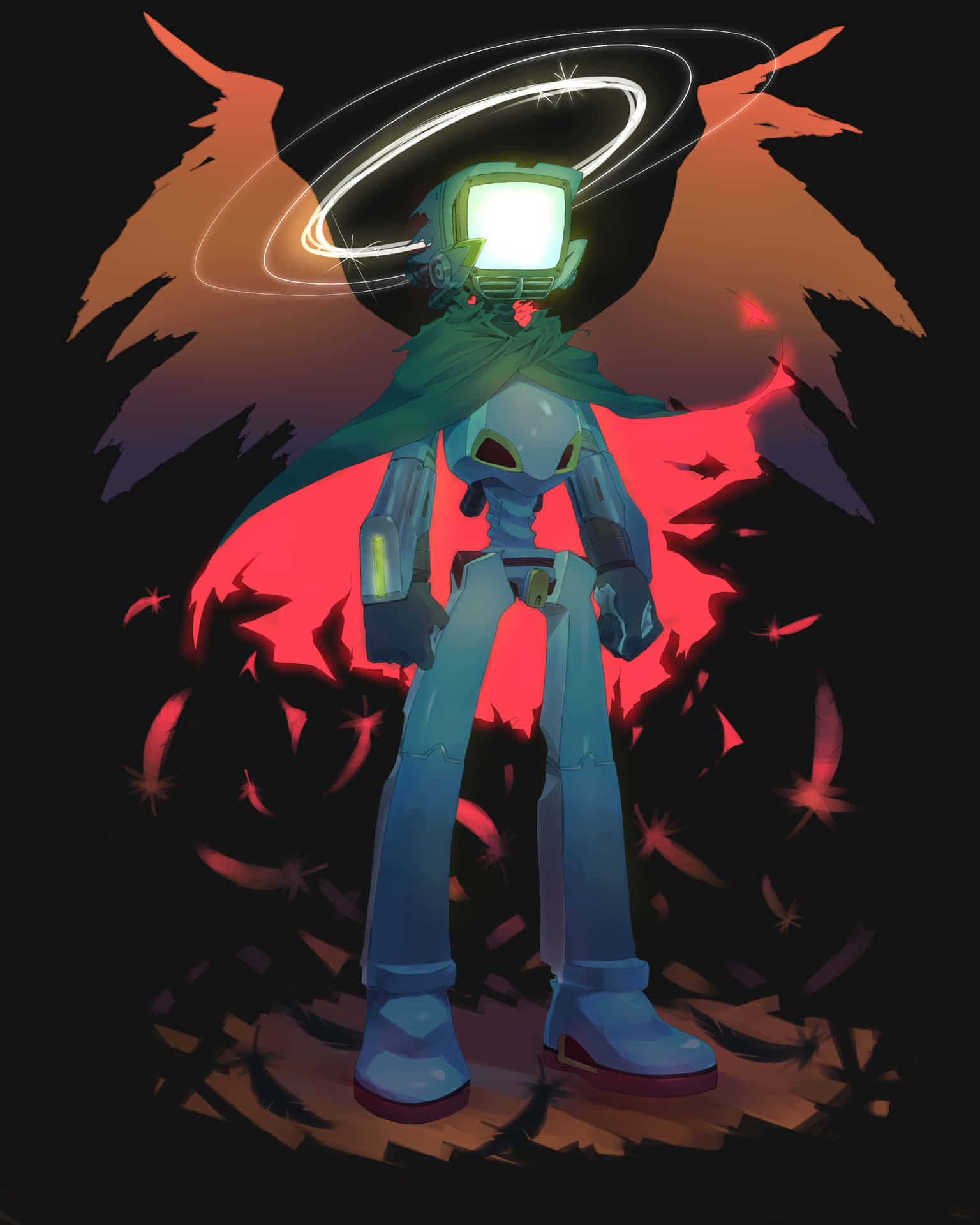 Canti, the iconic robot from FLCL anime series in action. Wallpaper