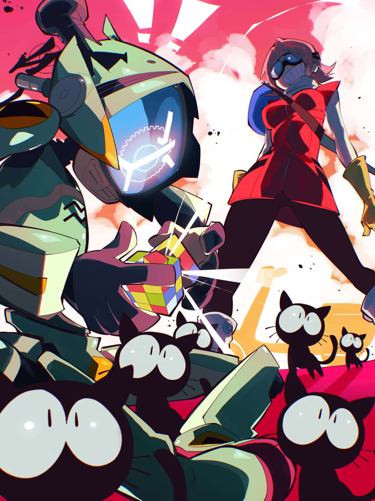Canti, the Enigmatic Robot from FLCL Anime Series Wallpaper