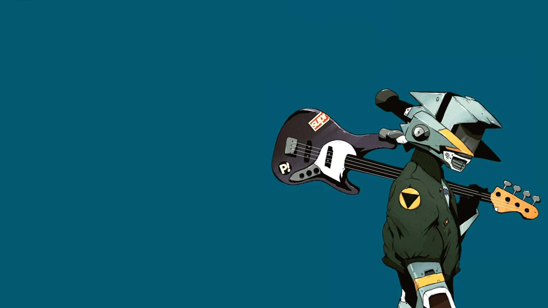 Canti, the enigmatic robot from FLCL anime series, striking a dynamic pose. Wallpaper