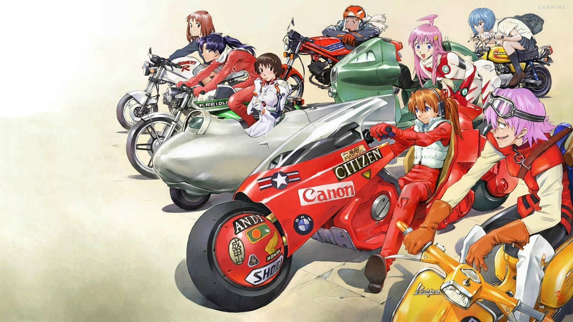 FLCL Characters In Motorbike Wallpaper