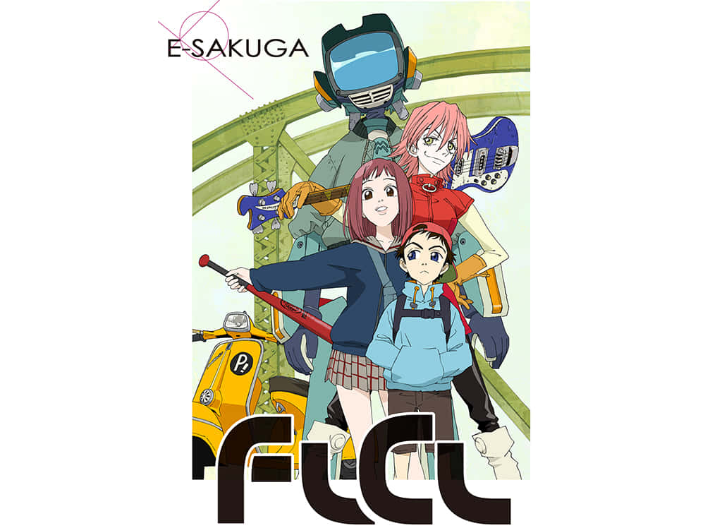 Haruko Haruharas ikoniske røde Vespa fra den elskede anime FLCL er tilgængelig som et tapet til din bærbare computer eller telefon.