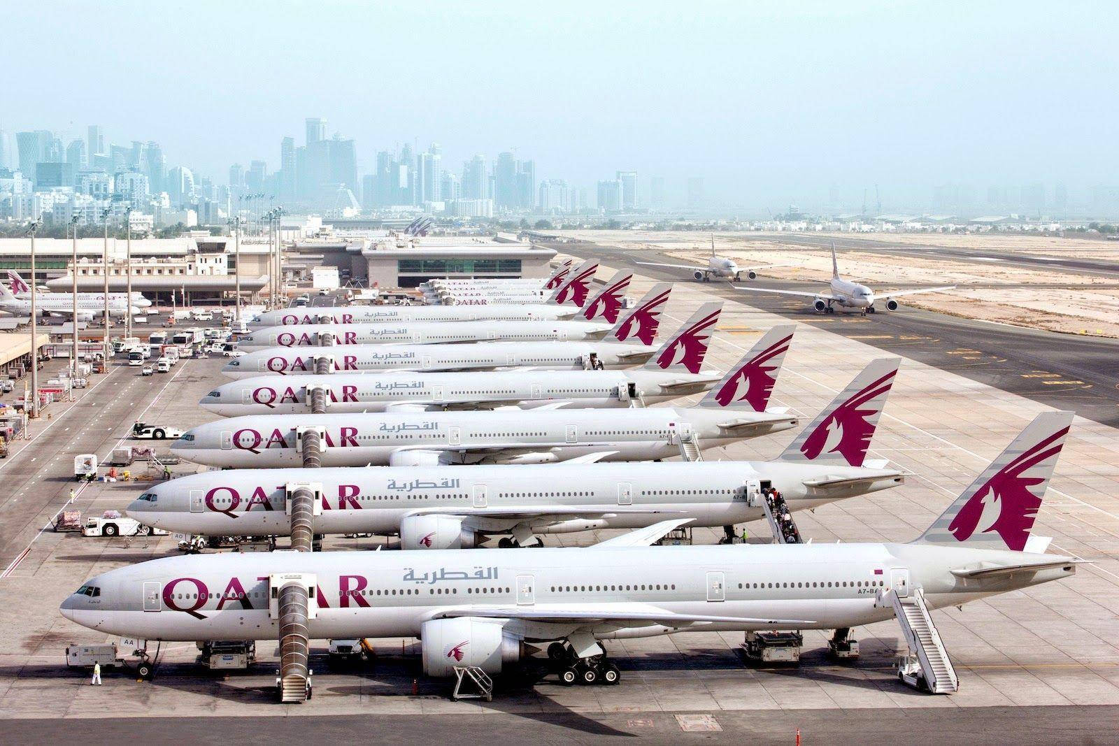 Fleet Of Qatar Airways Airplanes Wallpaper