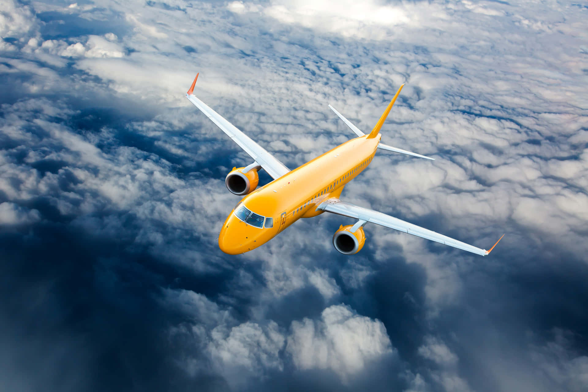 Flight With Yellow Plane Wallpaper