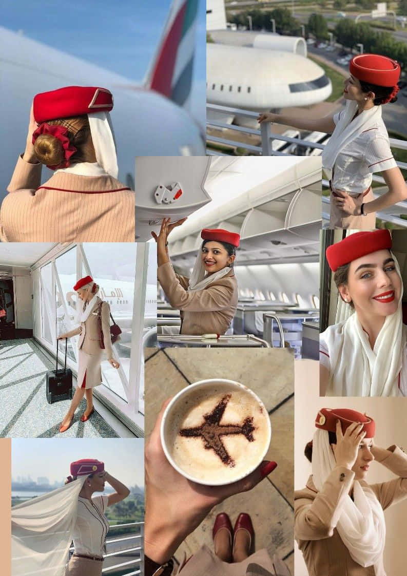 Adorable Flight Attendant Collage Picture