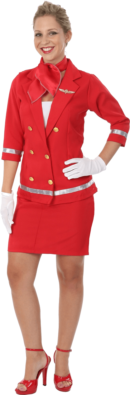Flight Attendant Red Uniform PNG
