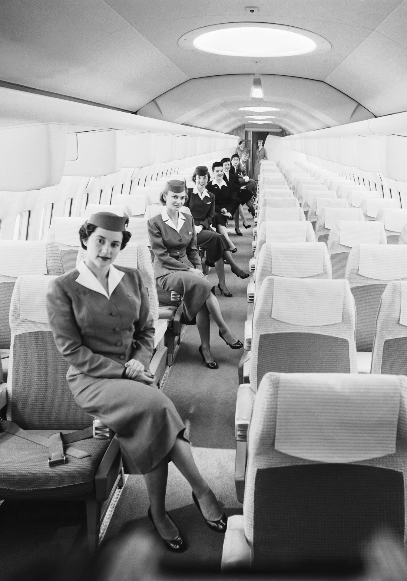 Flight Attendant Vintage Photo Wallpaper
