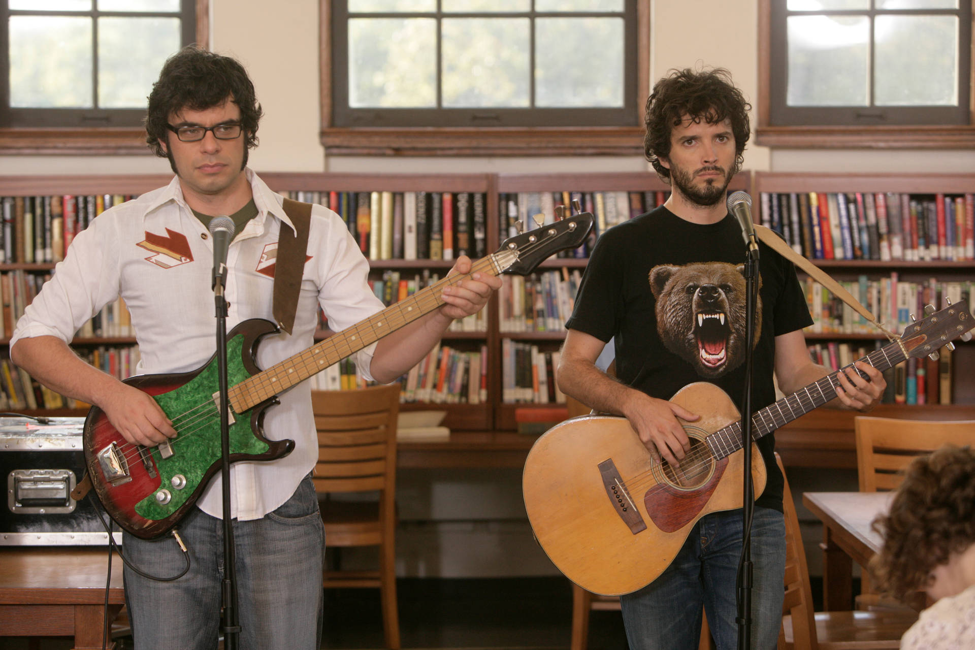Flight Of The Conchords In Library Wallpaper