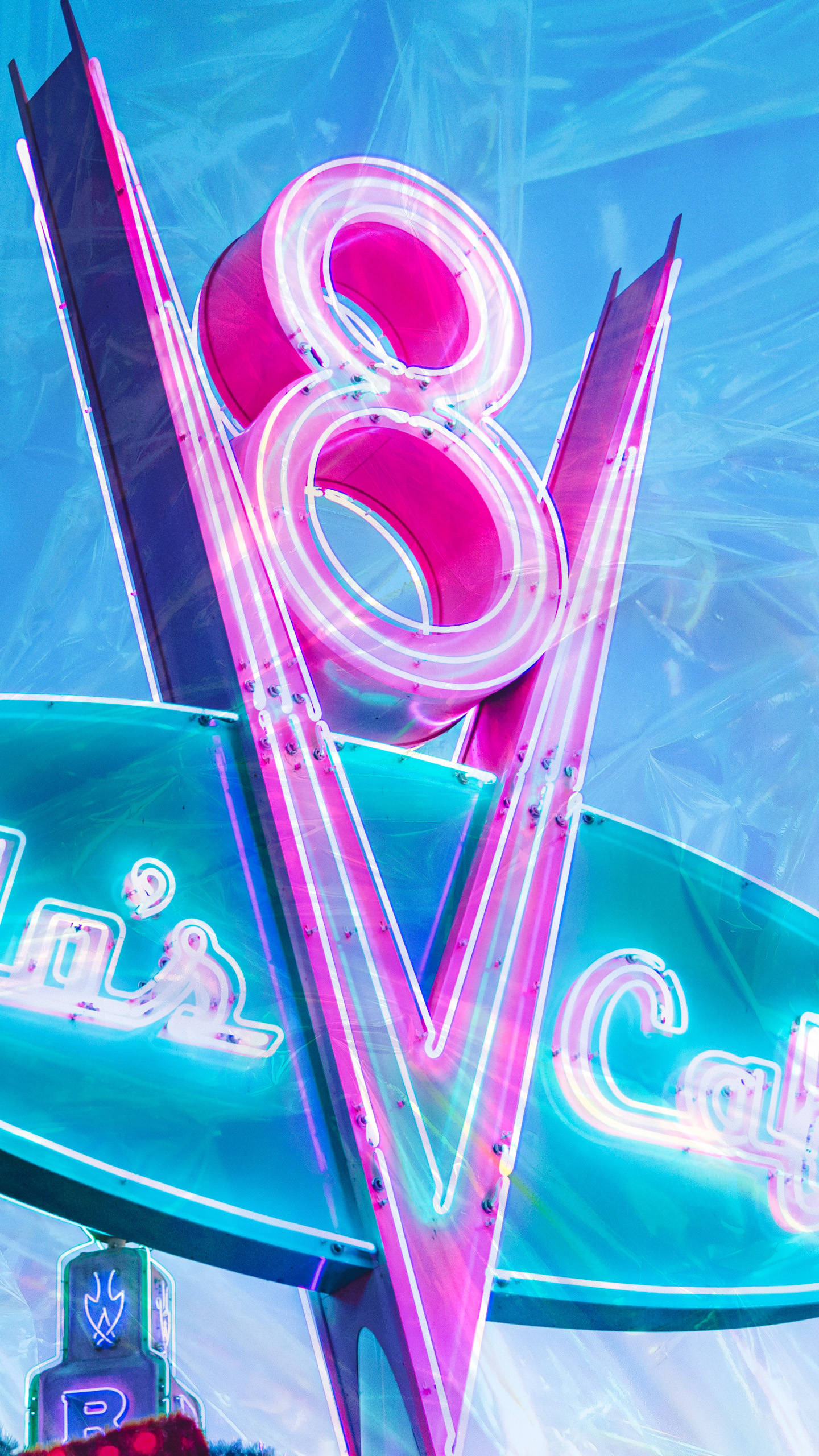 Flo's V8 Cafe Logo Disneyland Background