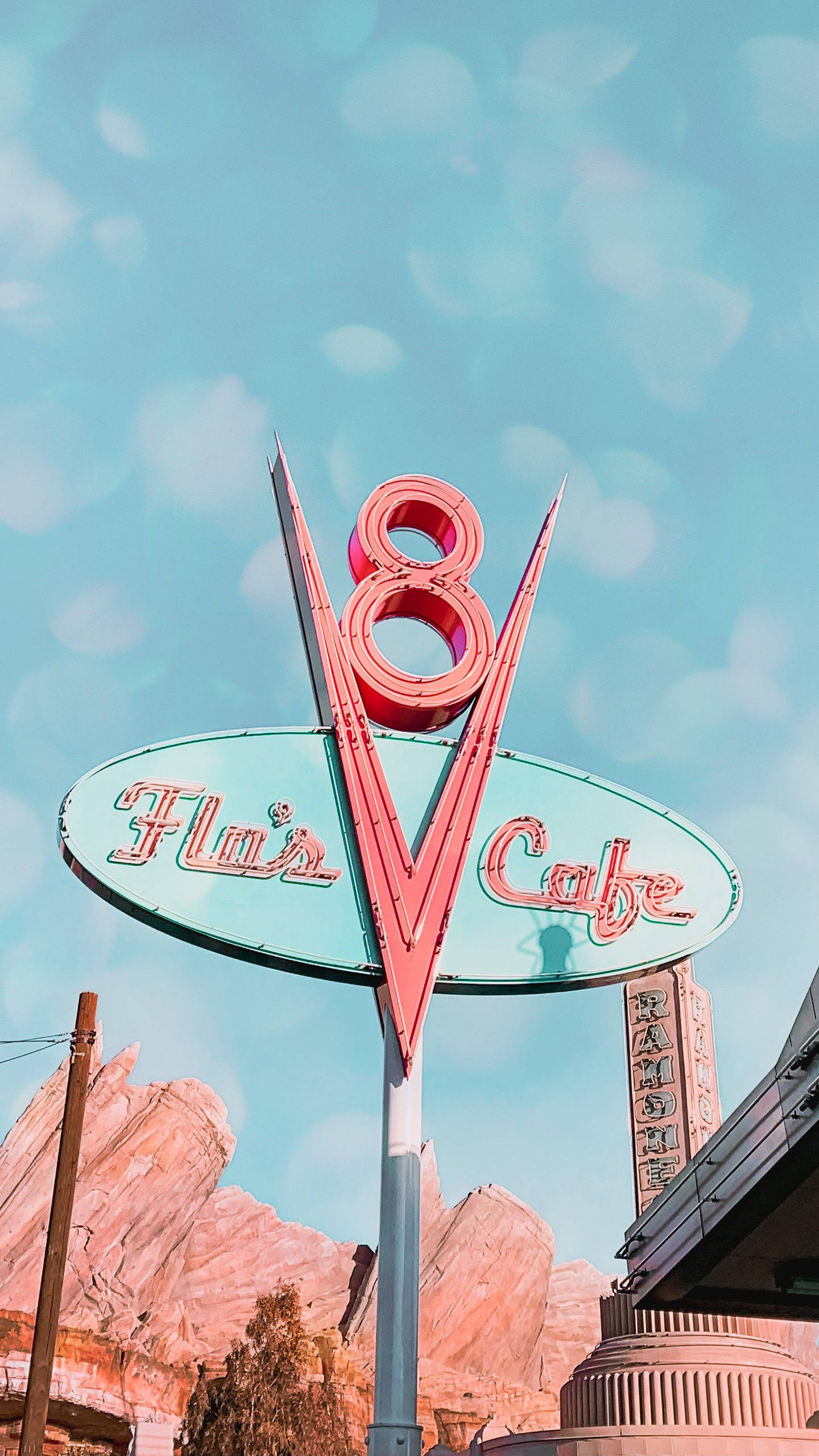 Flo's V8 Cafe Sign Disneyland Picture