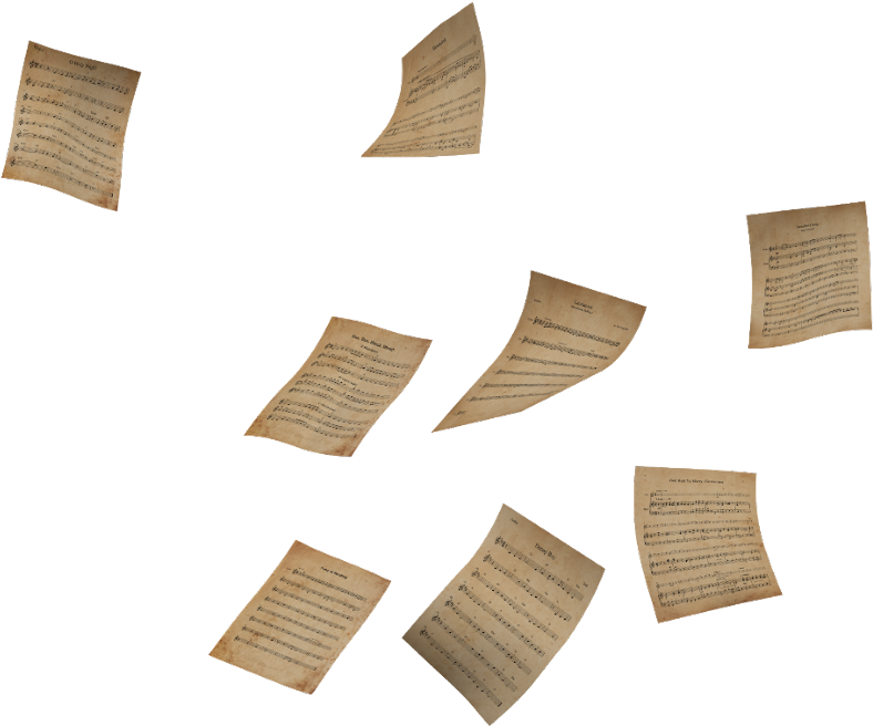 Floating Antique Music Sheets PNG